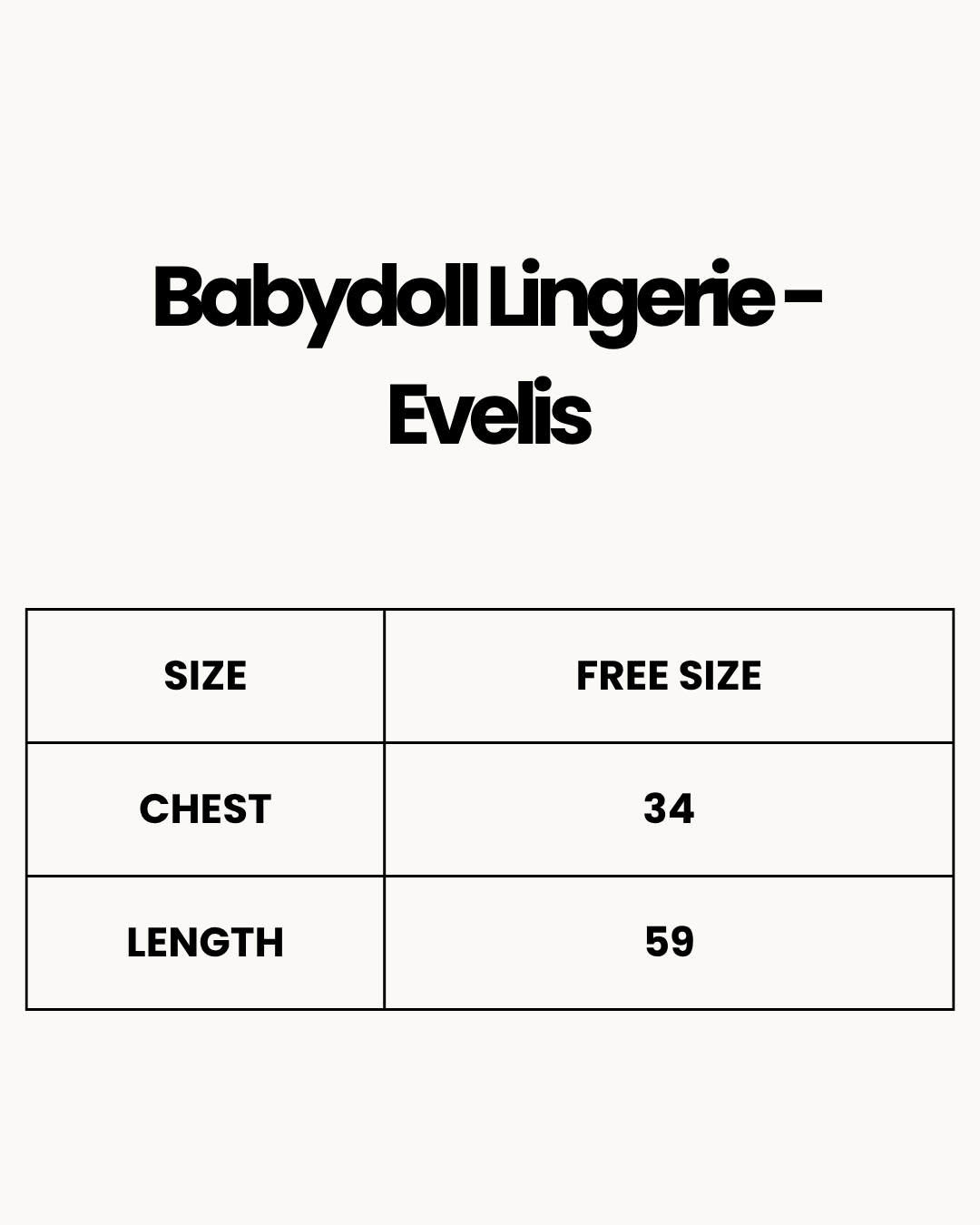 Size Chart for Babydoll Lingerie  - Evelis