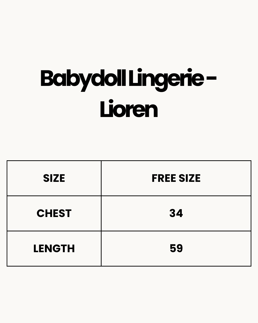 Size Chart for Babydoll Lingerie  - Lioren