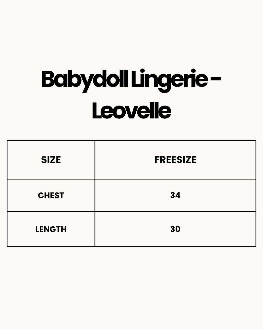 Size Chart for Babydoll Lingerie  - Leovelle