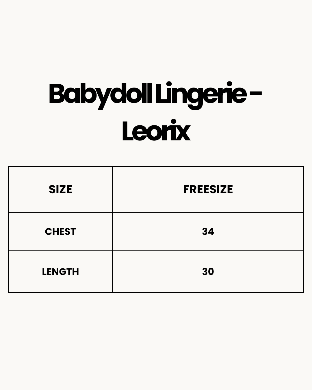 Size Chart for Babydoll Lingerie  - Leorix