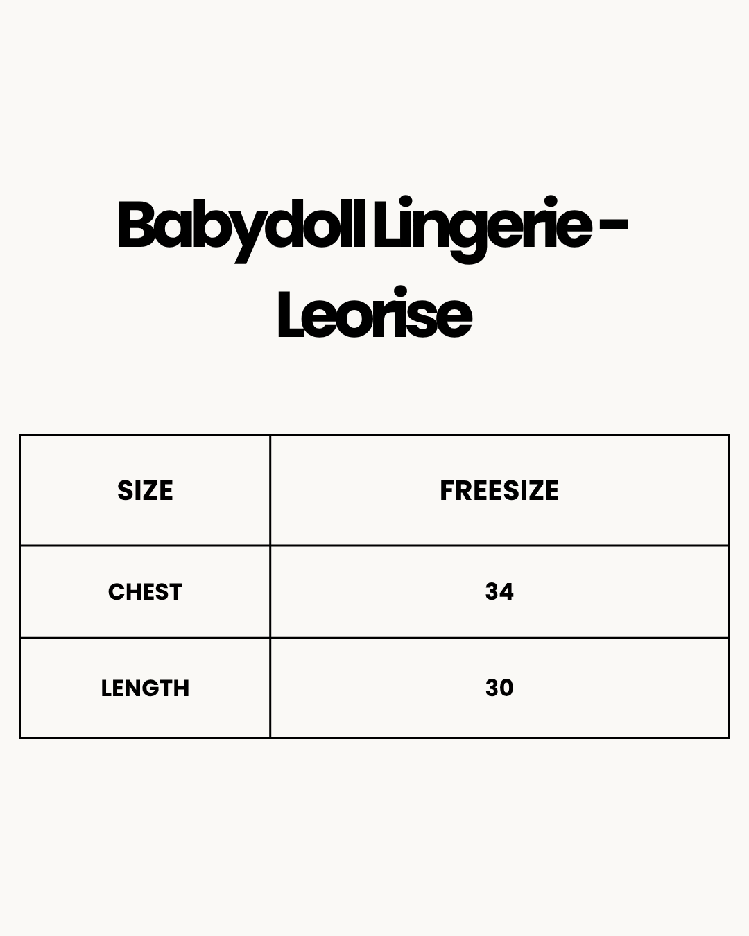 Size Chart for Babydoll Lingerie  - Leorise