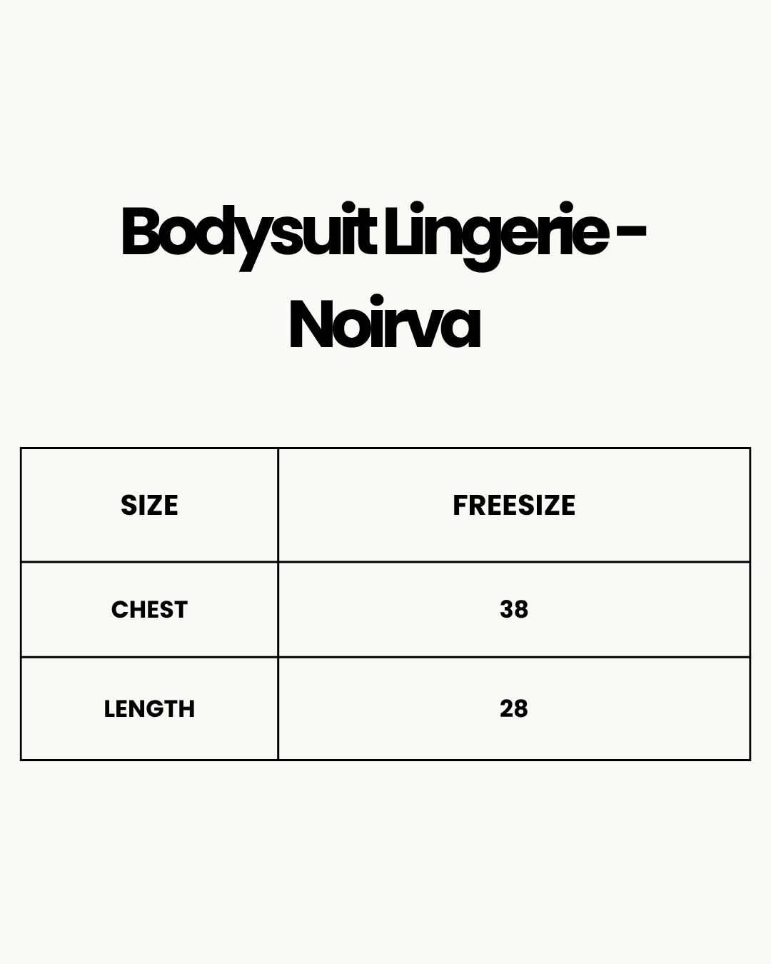 Size Chart for Bodysuit Lingerie - Noirva - Black