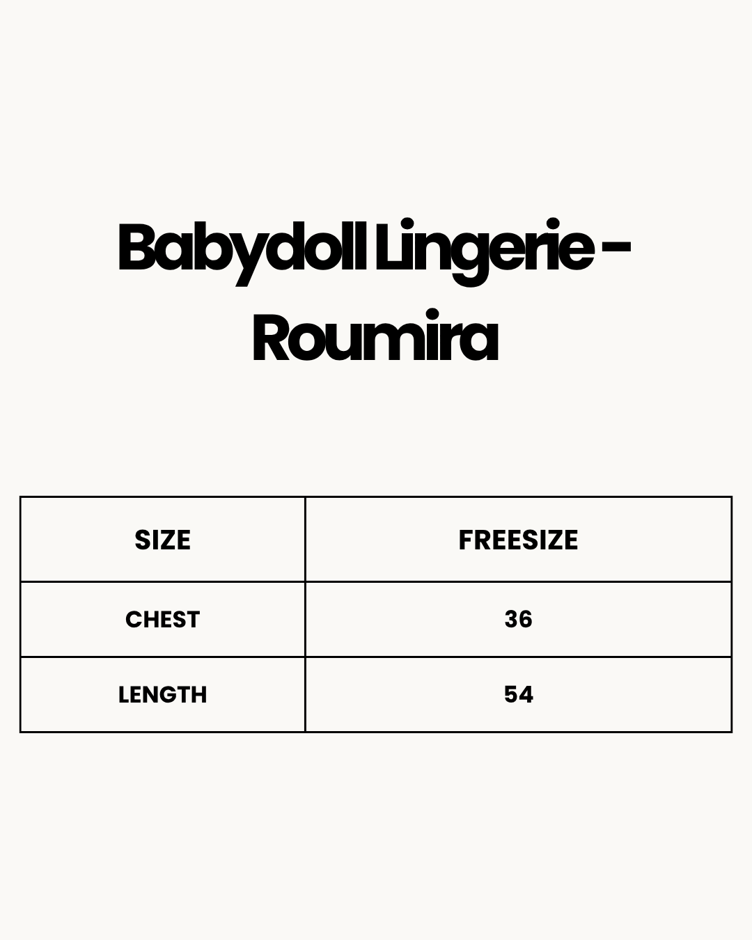 Size Chart for Babydoll Lingerie  - Roumira - Red