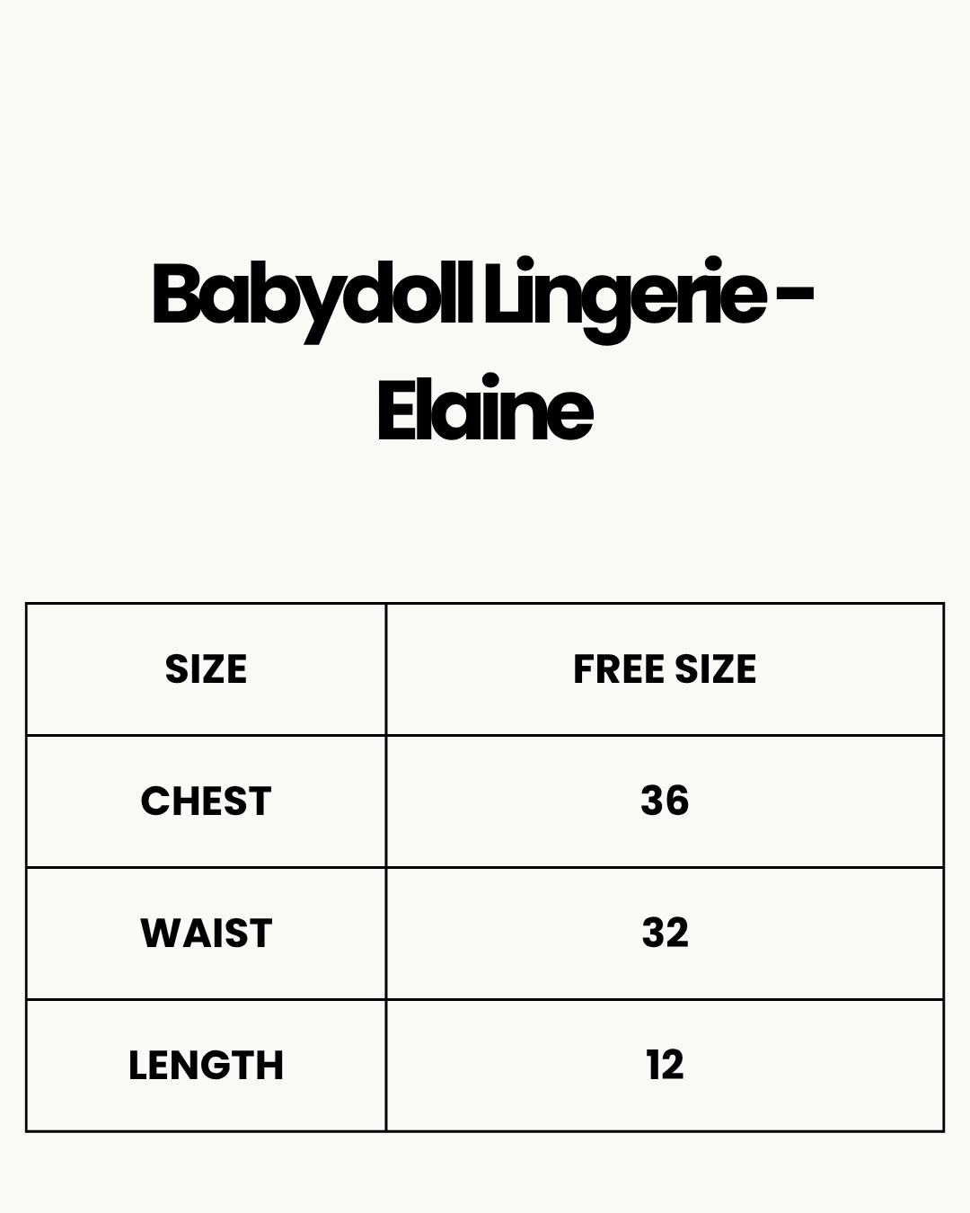 Size Chart for Babydoll Lingerie  - Elaine - Maroon