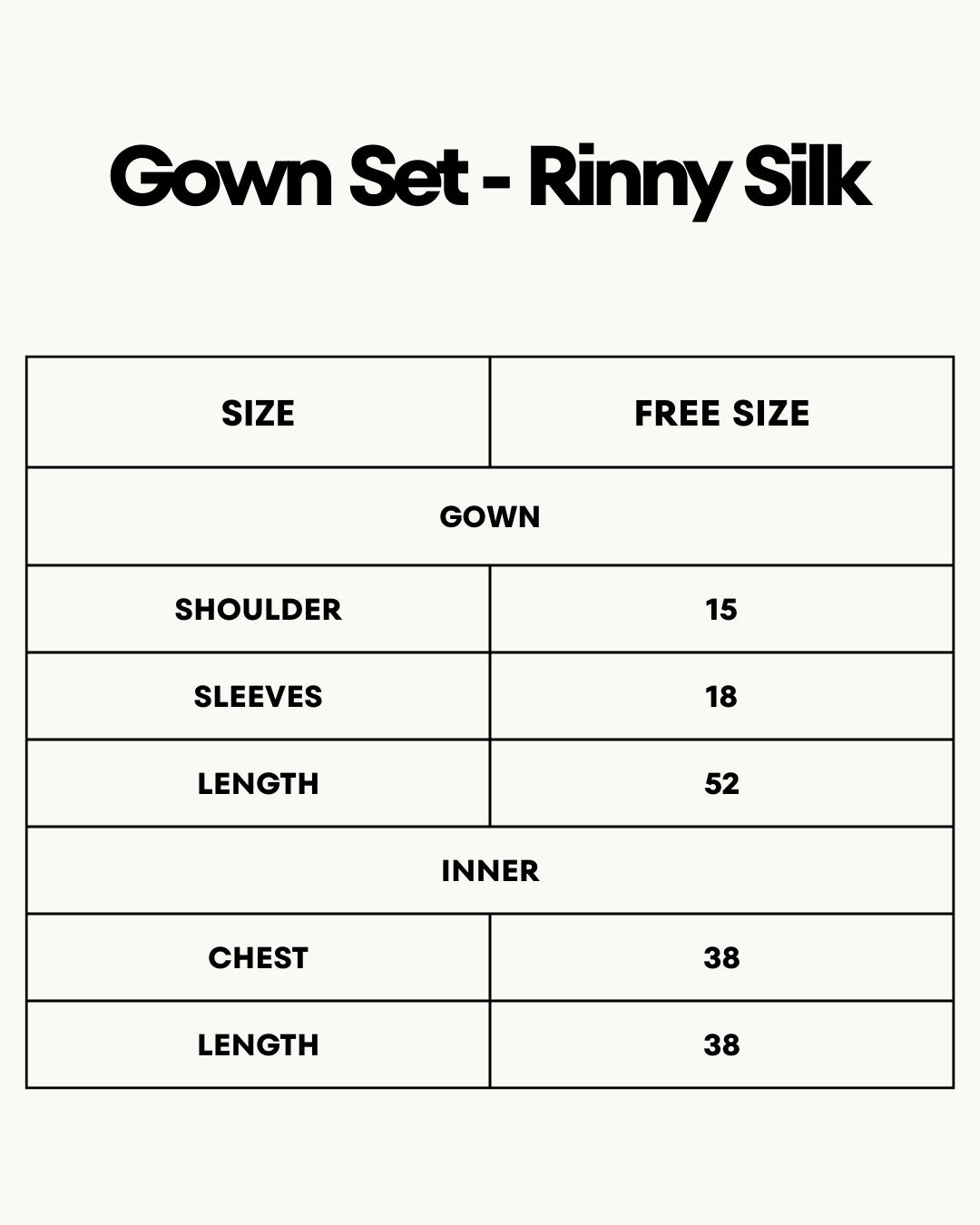 Size Chart for Gown Set - Rivya - Blue