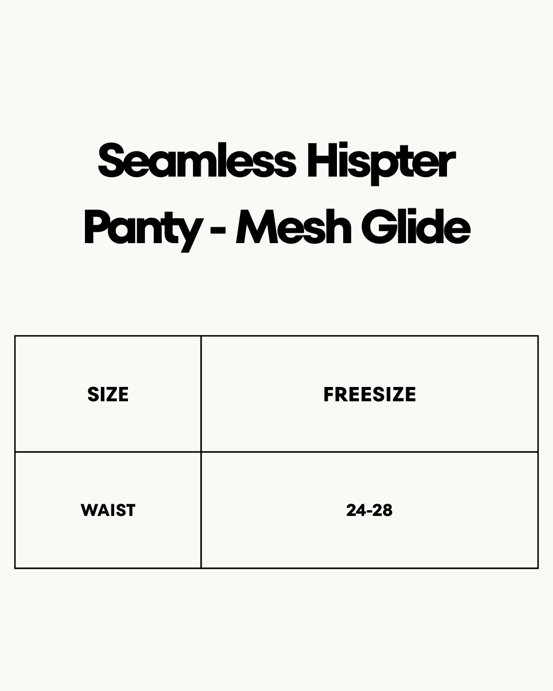 Size Chart for Seamless Hipster Panty - Mesh Glide
