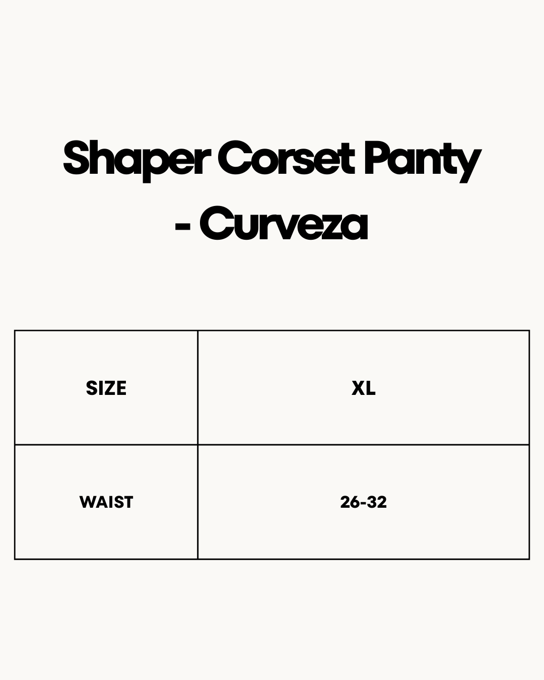 Size Chart for Shaper Corset Panty - Curveza