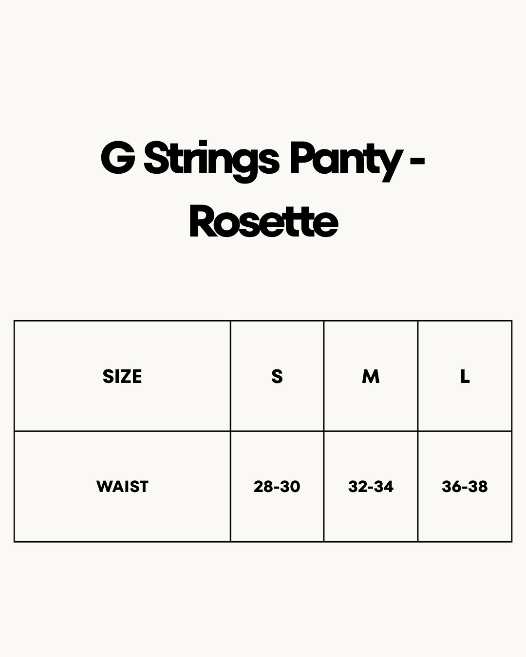 Size Chart for G Strings Panty - Rosette