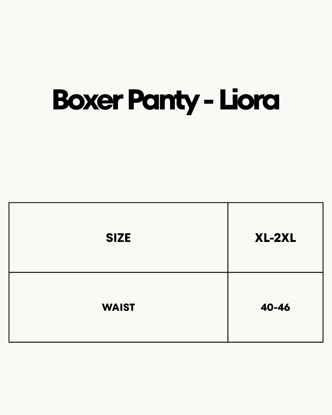 Size Chart for Boxer Panty - Liora