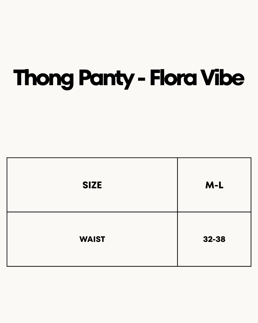 Size Chart for Thong Panty - Flora Vibe
