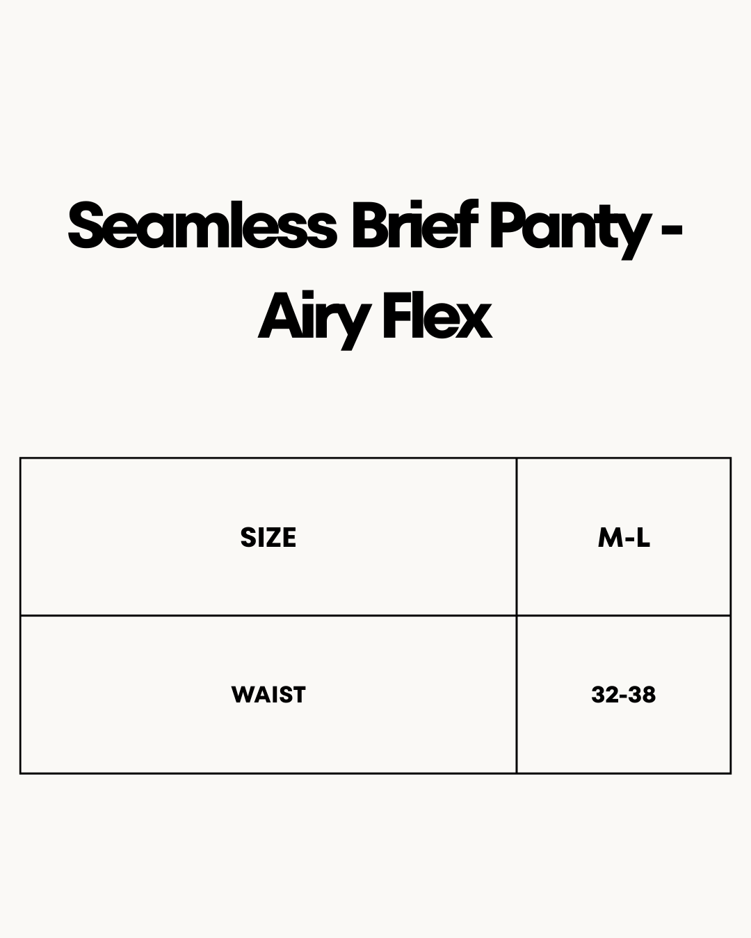 Size Chart for Seamless Brief Panty - Airy Flex