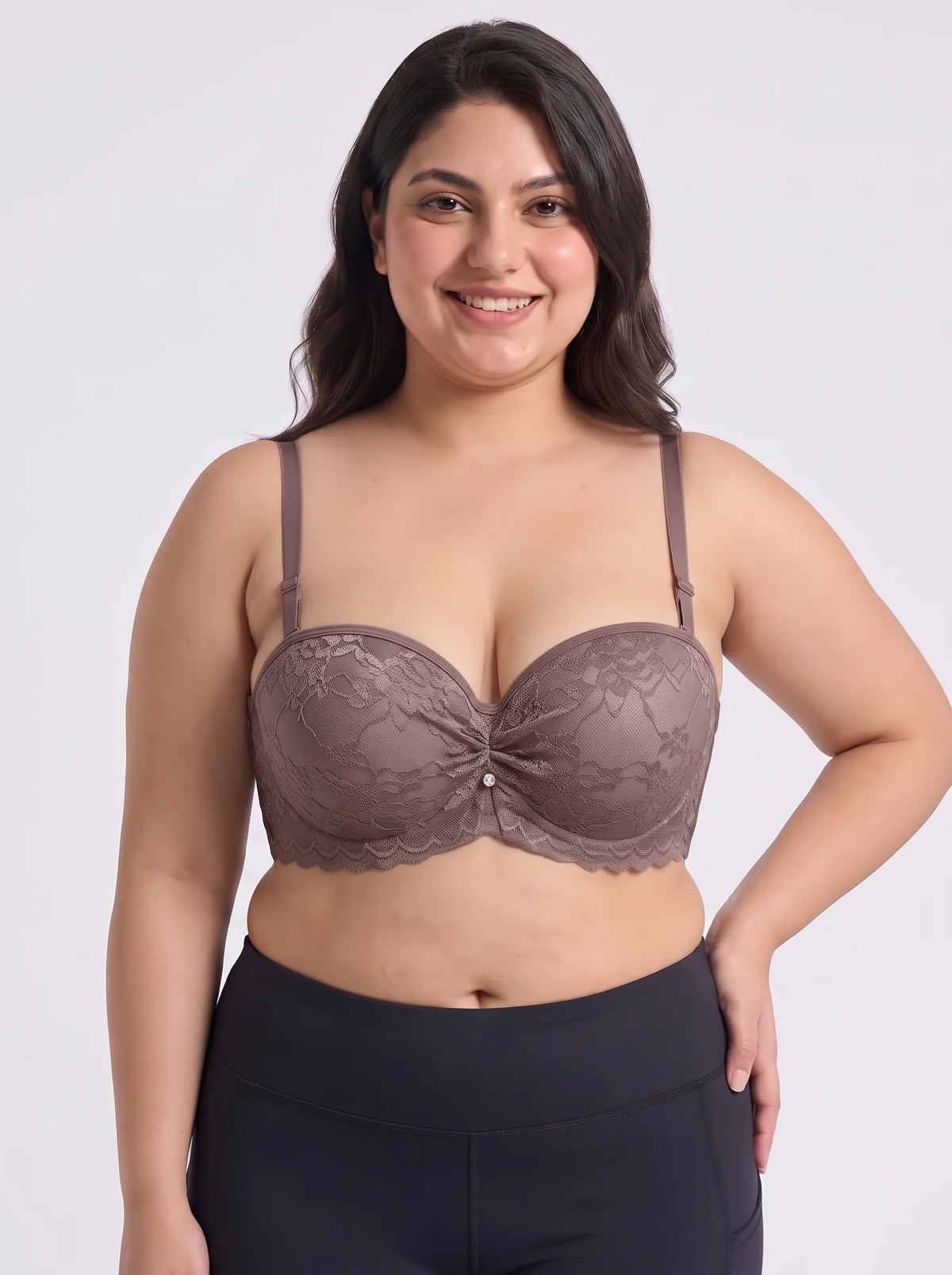 Padded Underwired Push-up Bra - Flowia - Brown