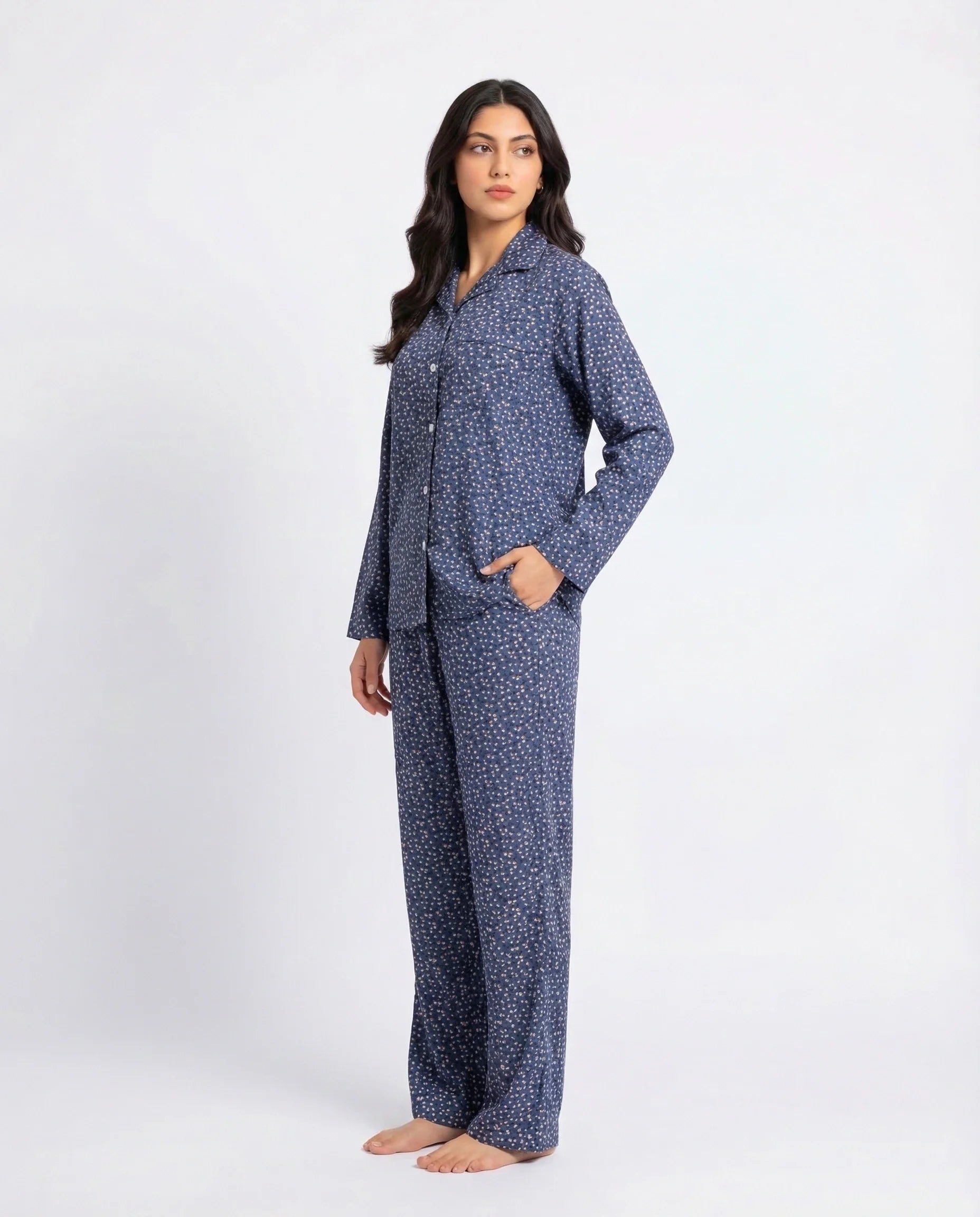 Linen Pajama Suit - Sleep Petal - Blue