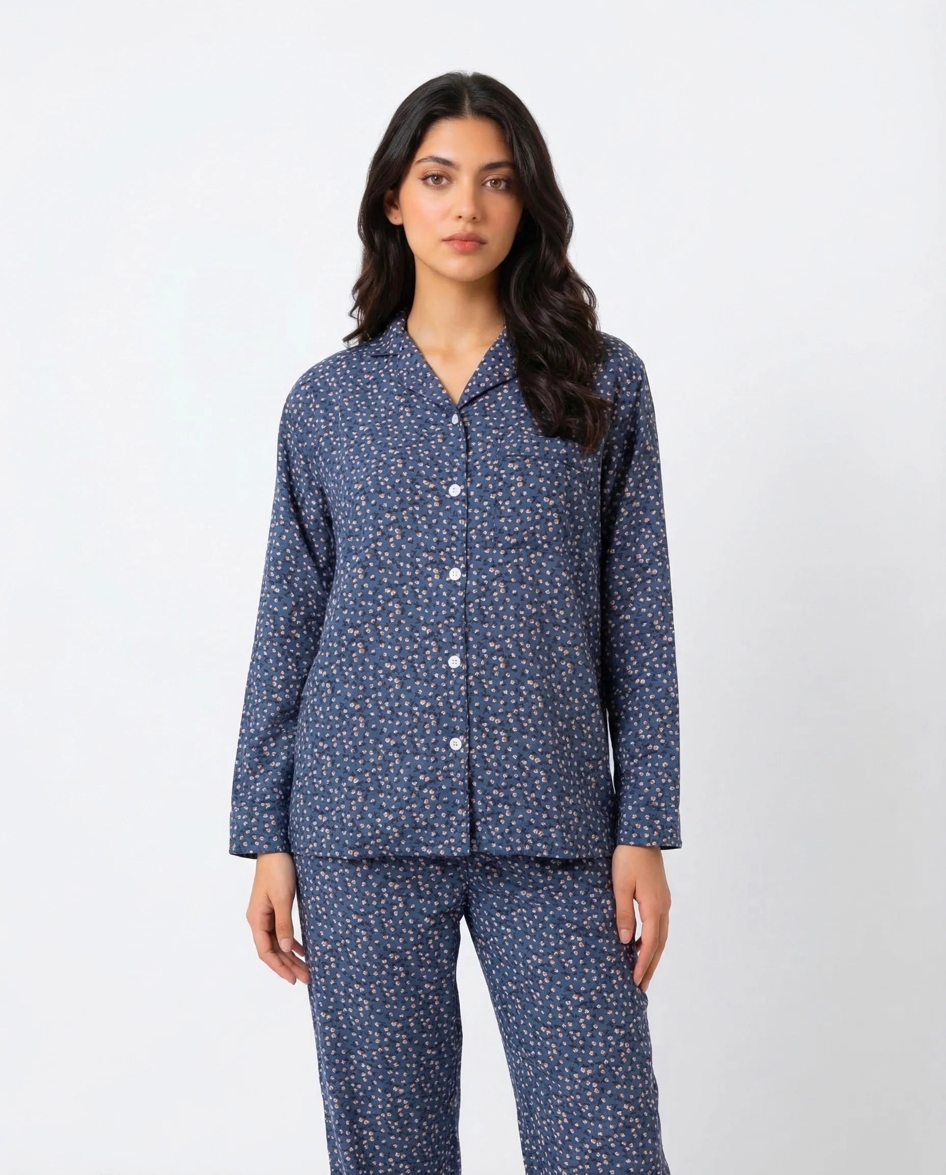 Linen Pajama Suit - Sleep Petal - Blue