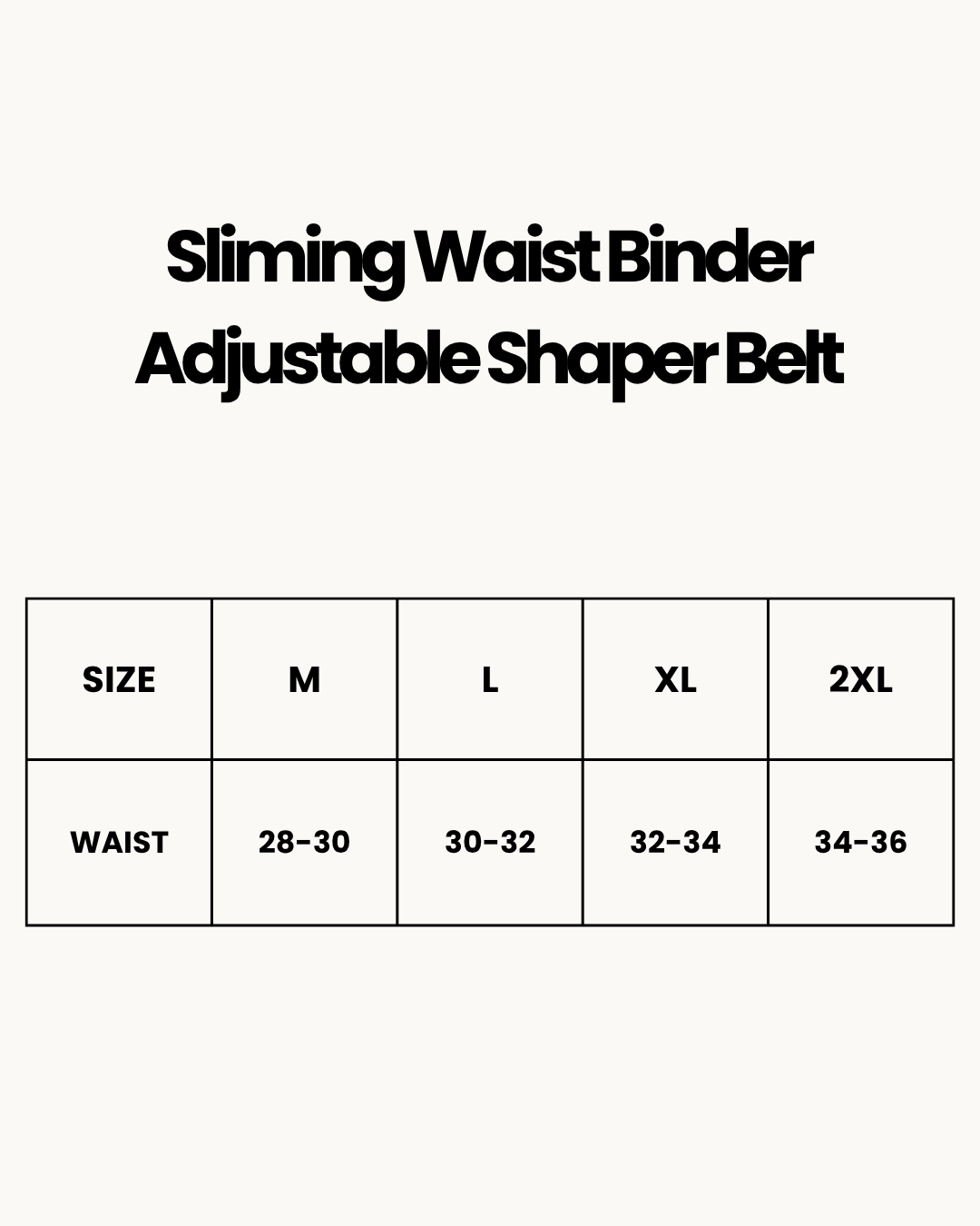 Size Chart for Sliming Waist Binder Adjustable Shaper Belt - Skin