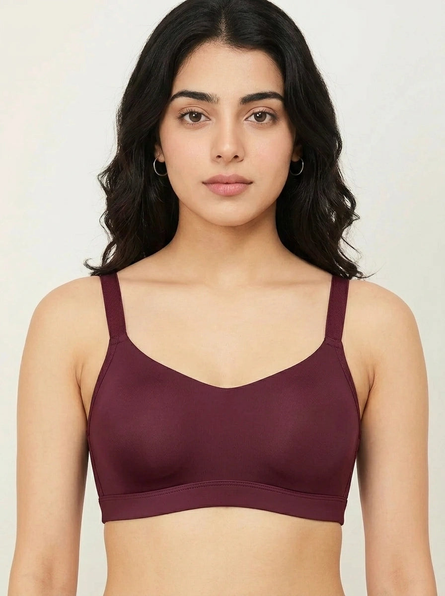 Padded Non Wired T-Shirt Bra - Smooth Fit - Burgundy
