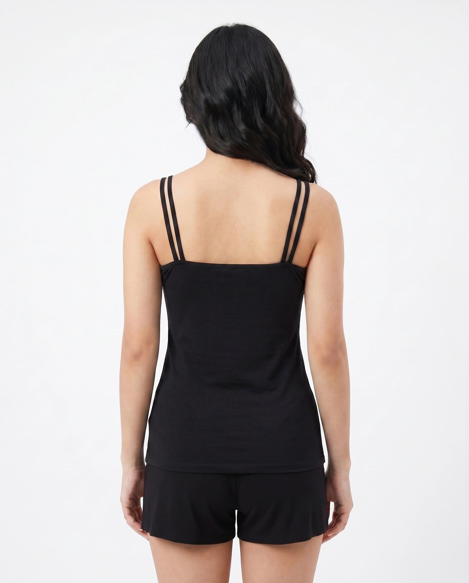 Soft Cotton Camisole - Daisy - Black