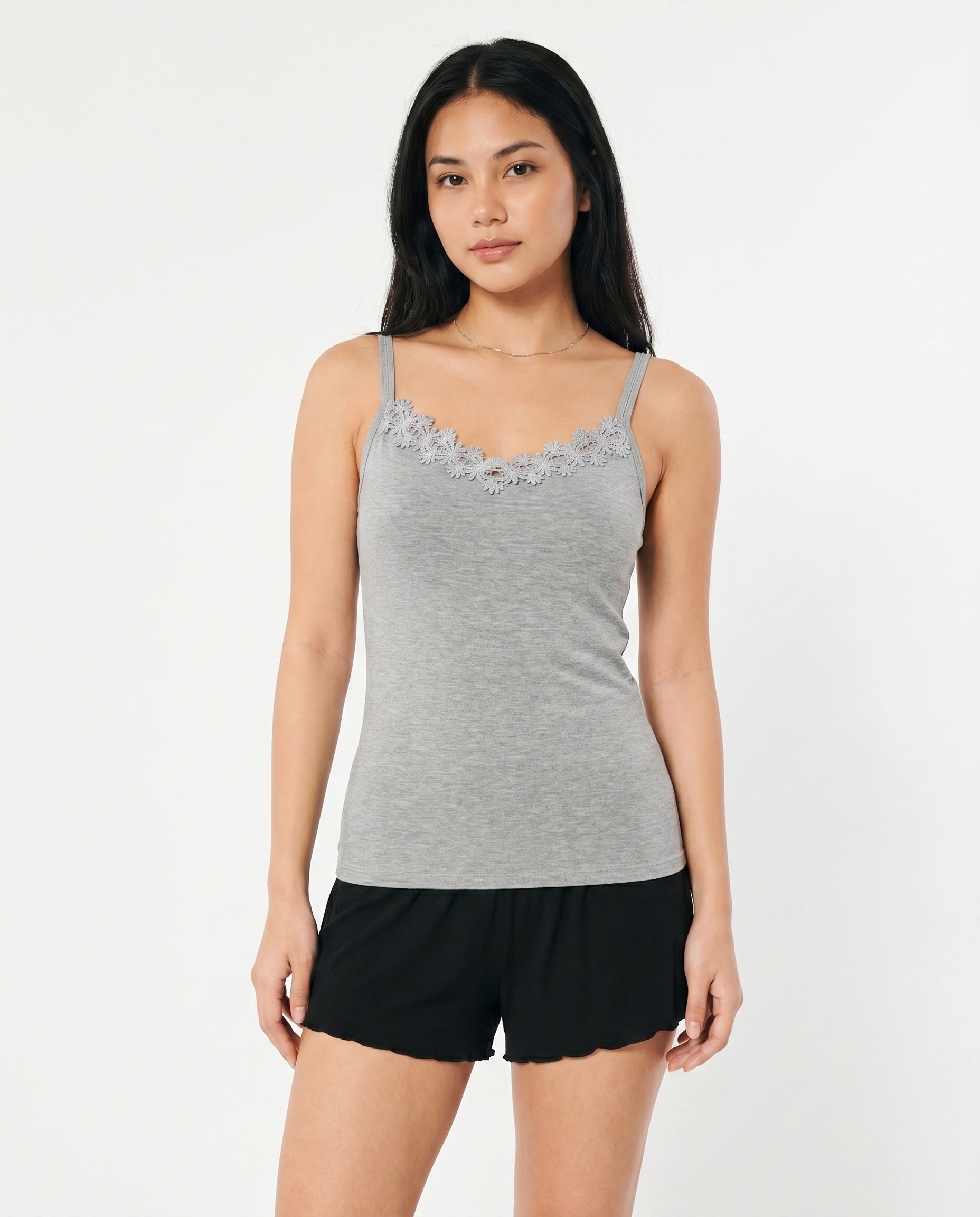Soft Cotton Camisole - Daisy - Grey