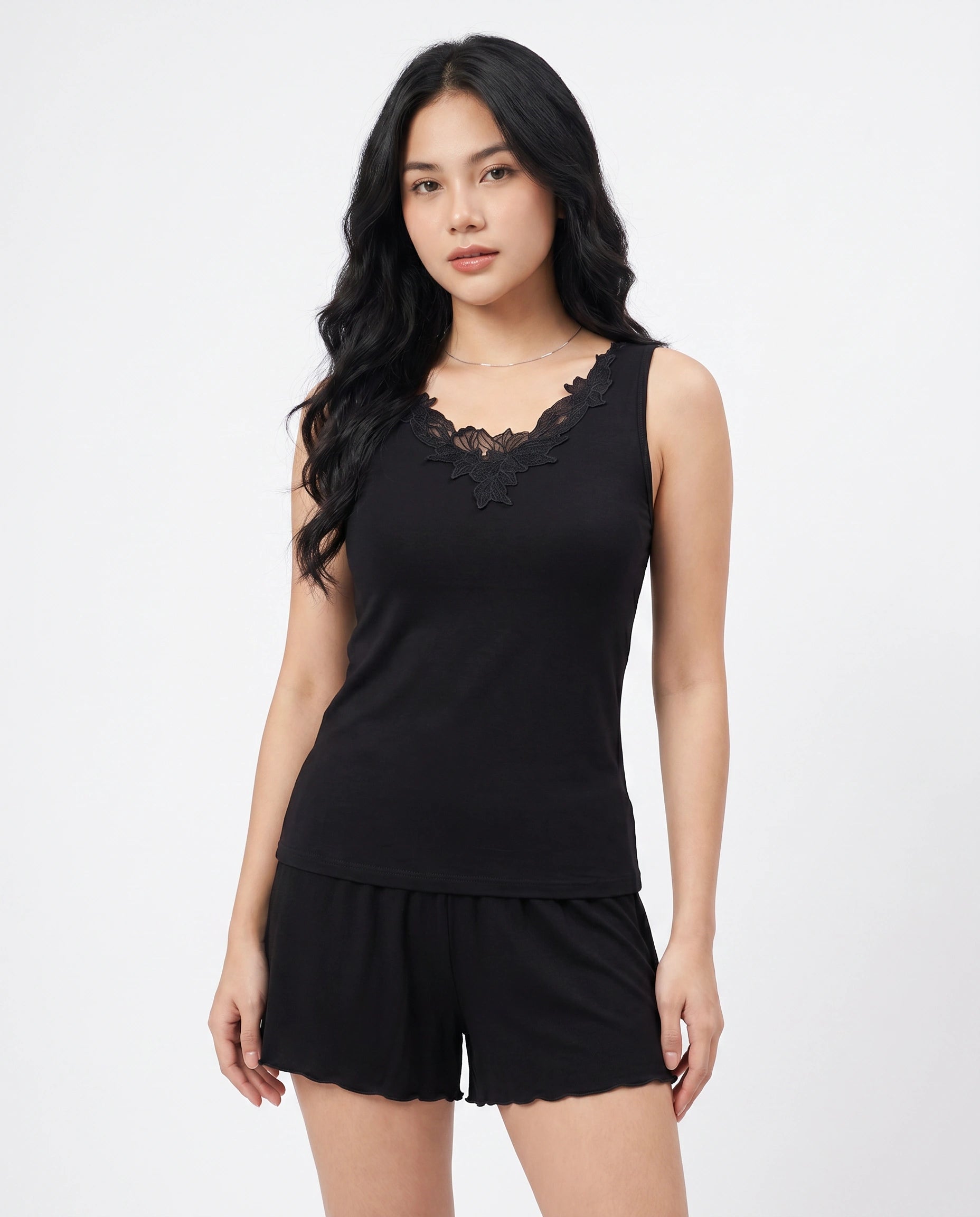 Soft Cotton Camisole - Embella - Black