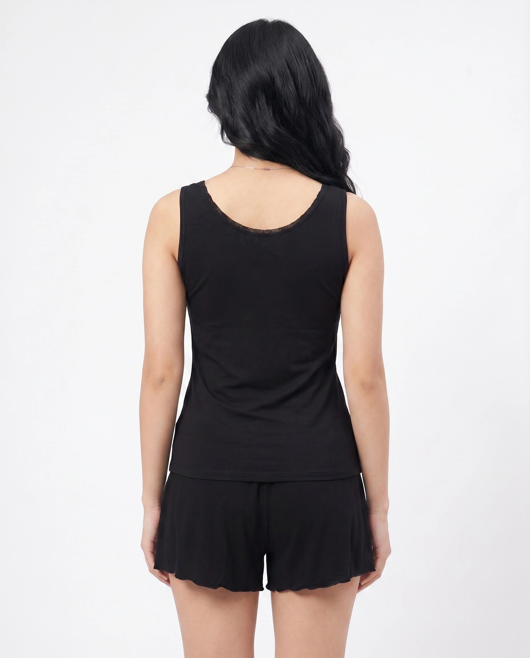Soft Cotton Camisole - Embella - Black