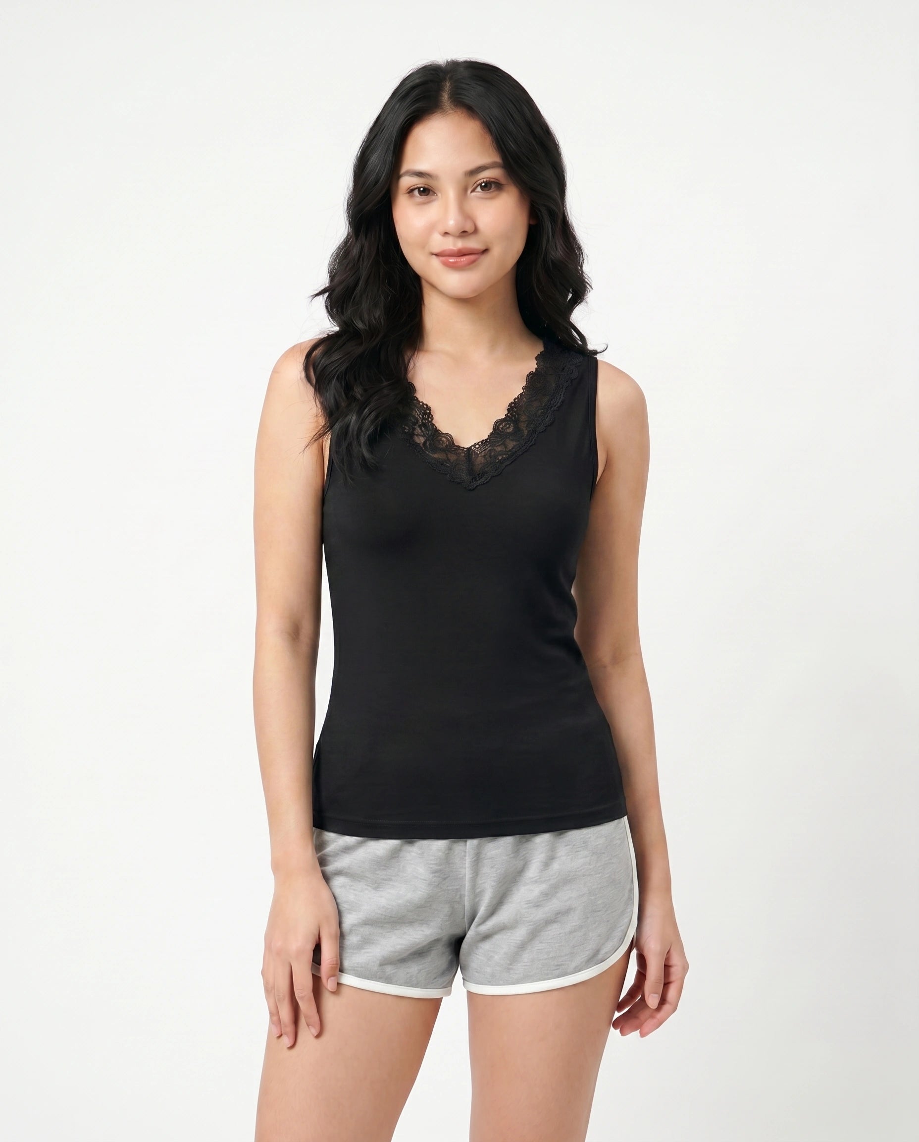 Soft Cotton Camisole - Florette - Black
