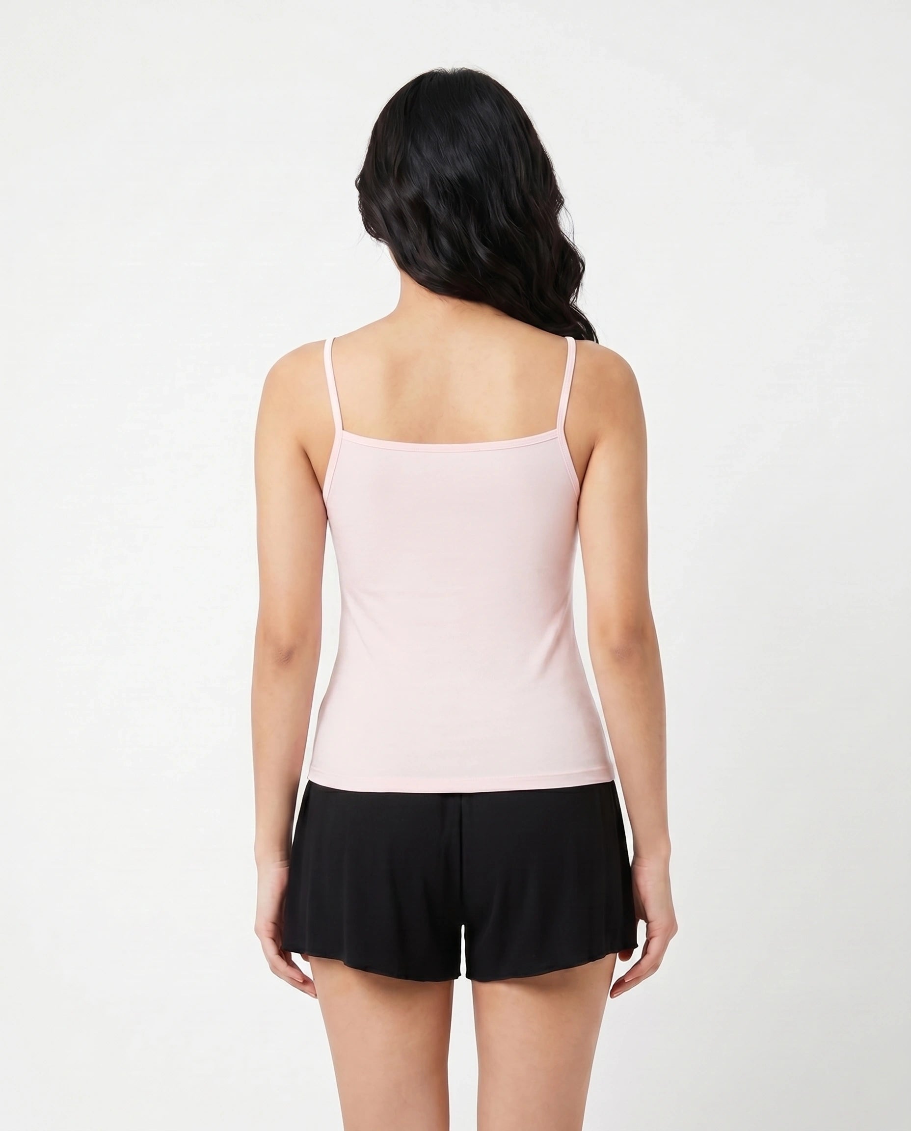 Soft Cotton Camisole - Thin Strap - Pink