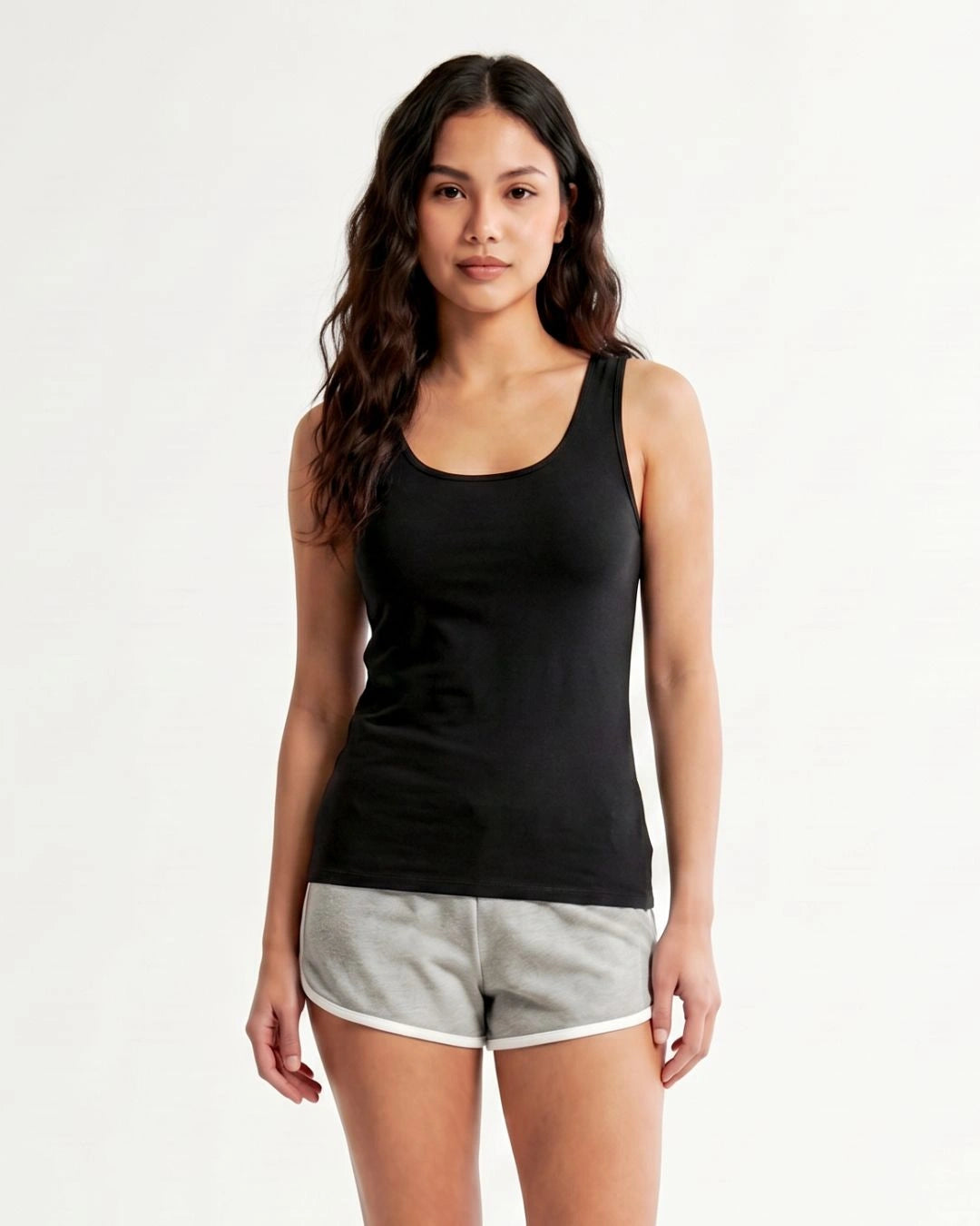 Soft Cotton Camisole - Wide Strap - Black
