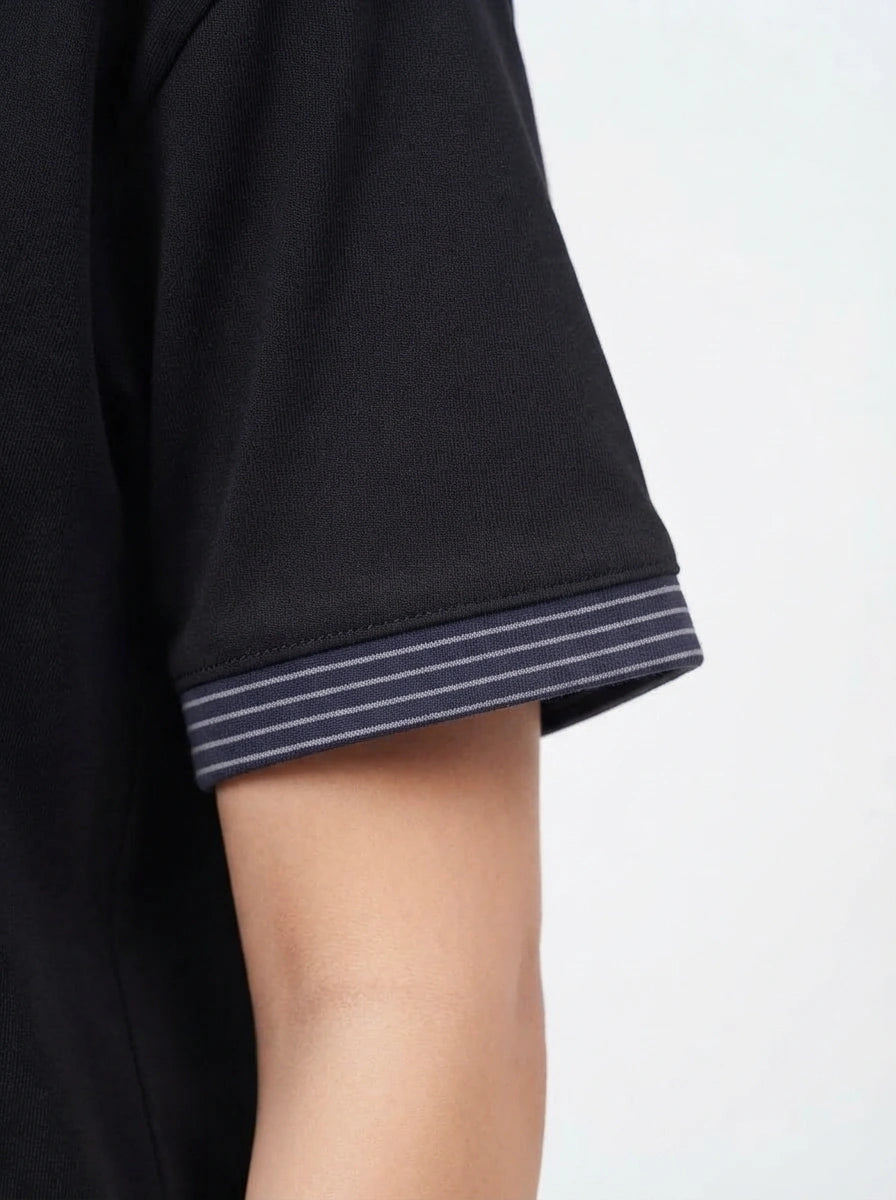 Drop Shoulder Cotton PJ Set - Softly - Navy Blue