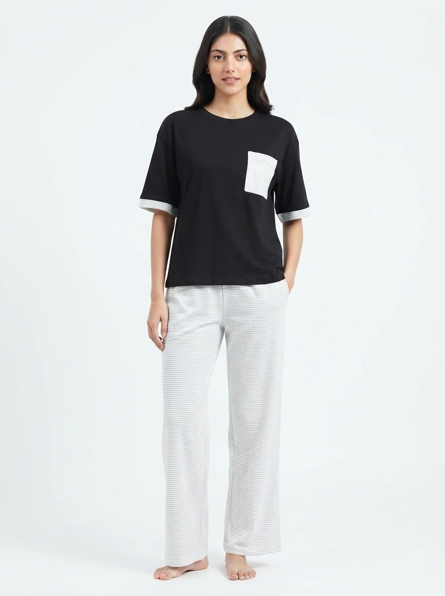 Drop Shoulder Cotton PJ Set - Softly - White