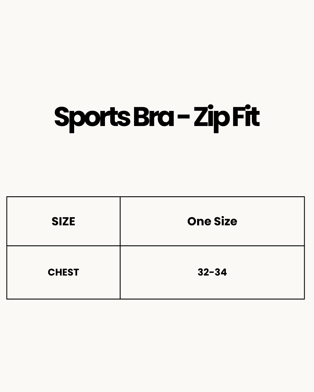 Size Chart for Sports Bra - Zip Fit - Pink