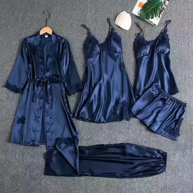 Royal Bridal 100% Silk 5pcs Nightgown set