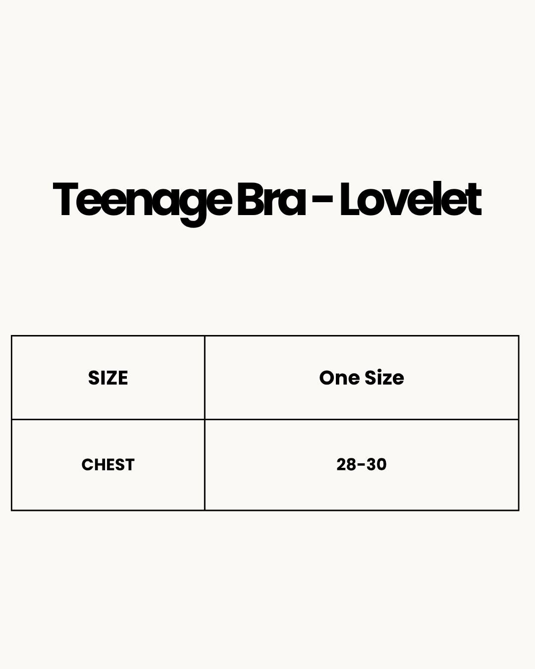 Size Chart for Teenage Bra - Lovelet