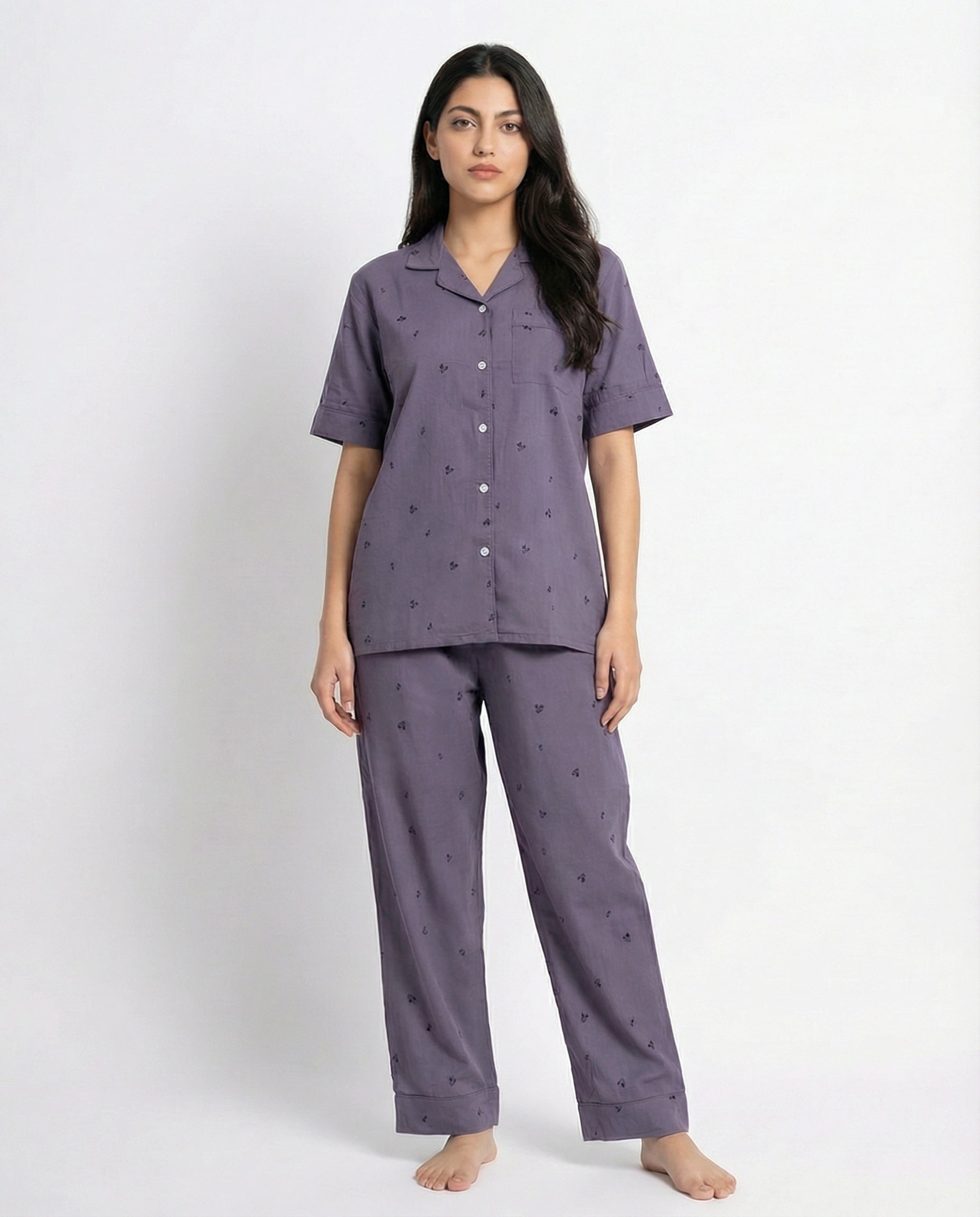 Linen Pajama Suit - Tulip Slumber - Purple