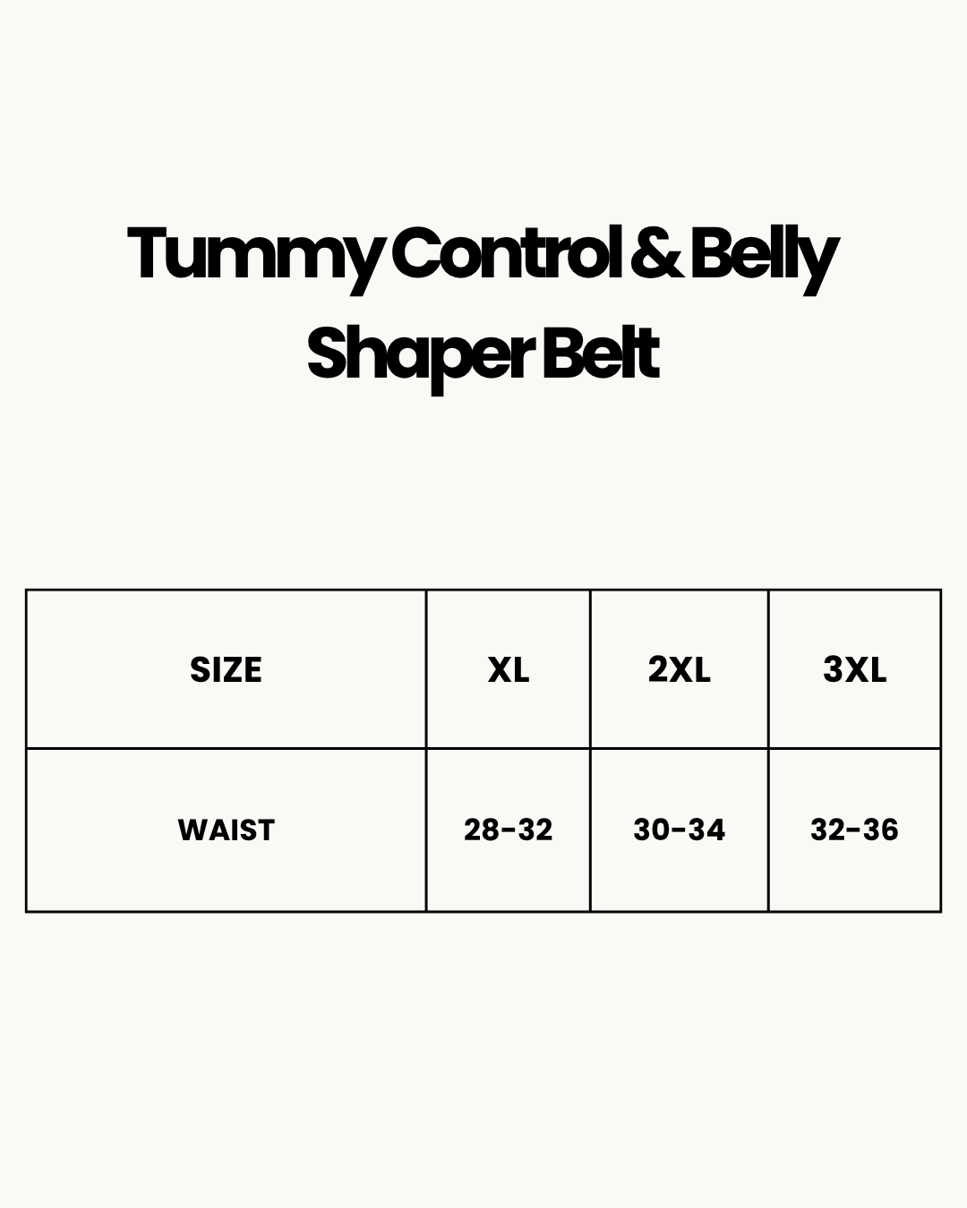 Size Chart for Tummy Control & Belly Shaper Belt