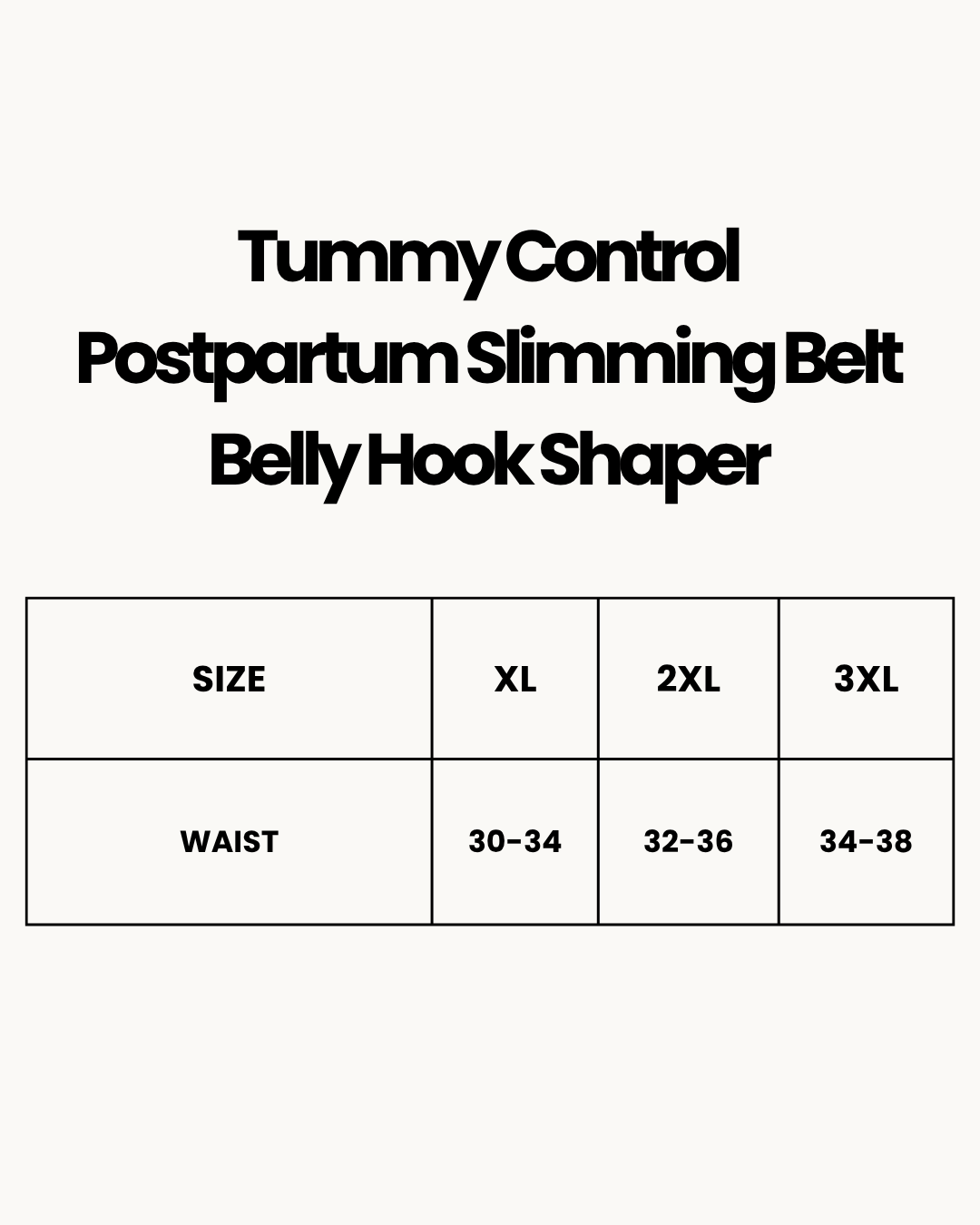 Size Chart for Tummy Control Postpartum Slimming Belt Belly Hook Shaper