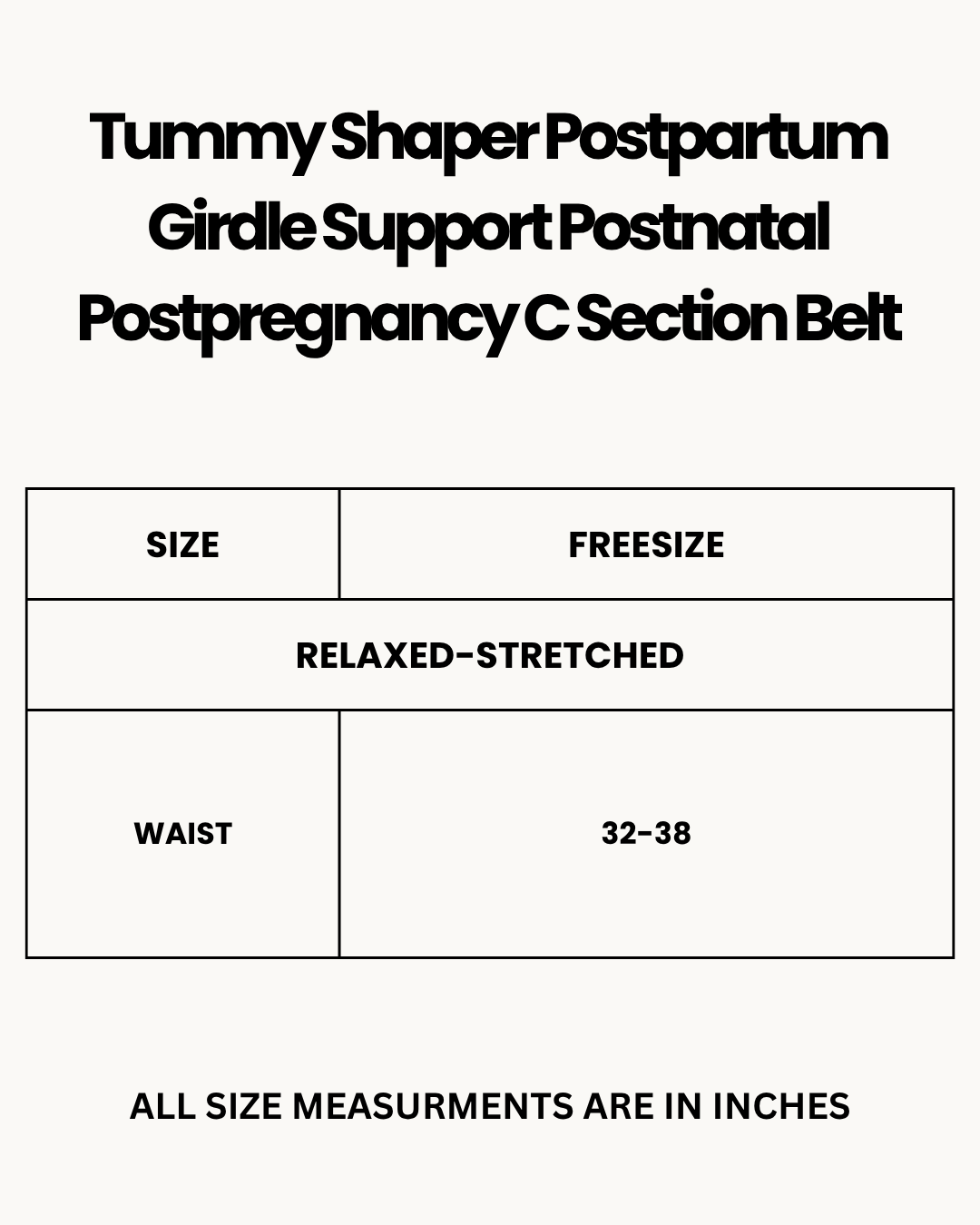 Size Chart for Tummy Shaper Postpartum Girdle Support Postnatal Postpregnancy C Section Belt