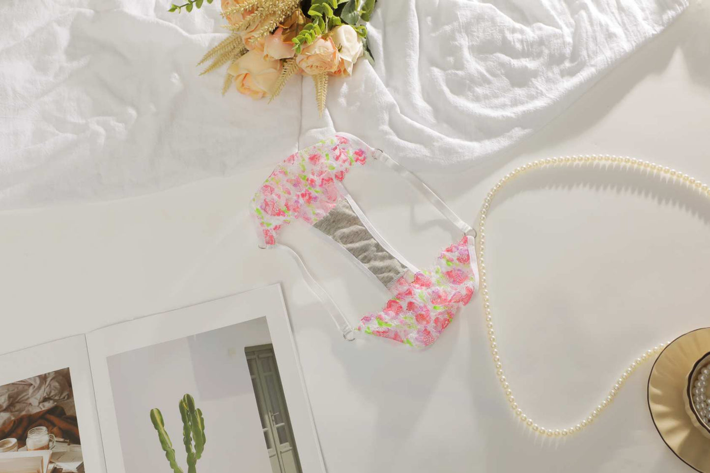 Sajiero Thong Panty - Floral Sheer