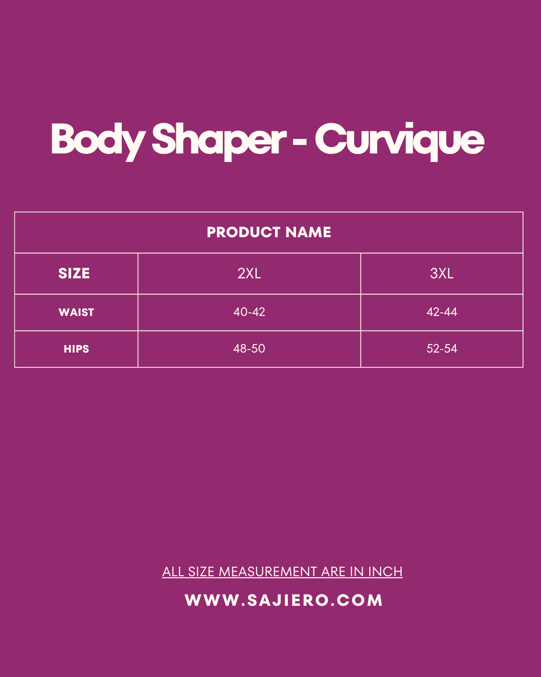 Size Chart for Body Shaper - Curvique