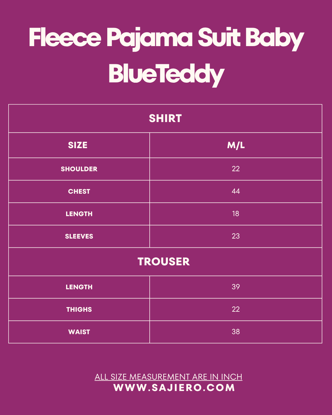 Fleece Pajama Suit Baby BlueTeddy