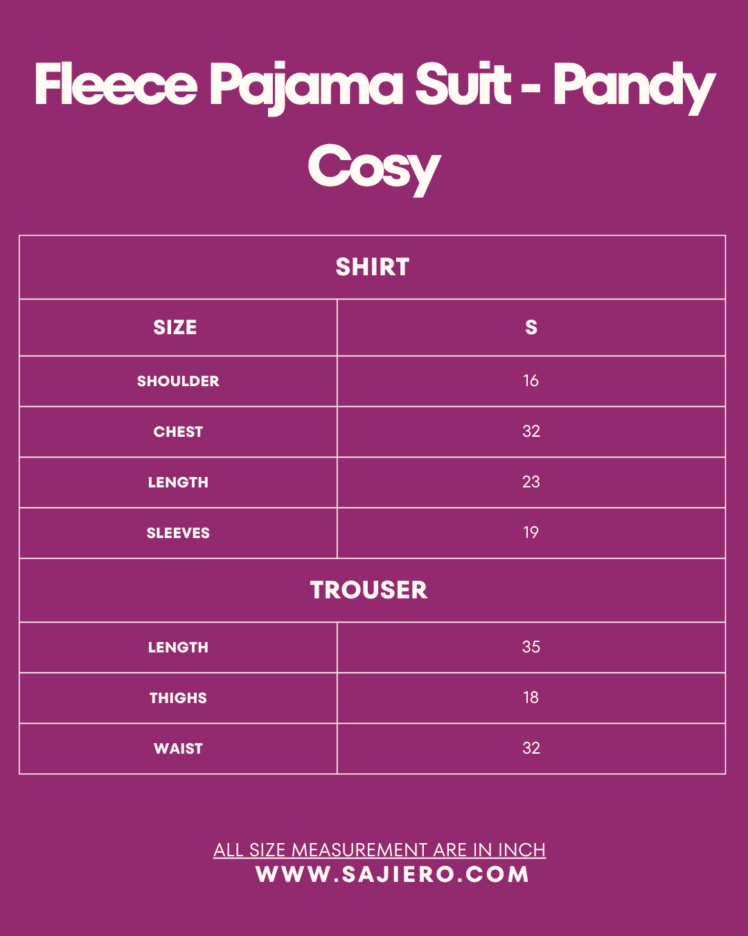 Fleece Pajama Suit - Pandy Cosy