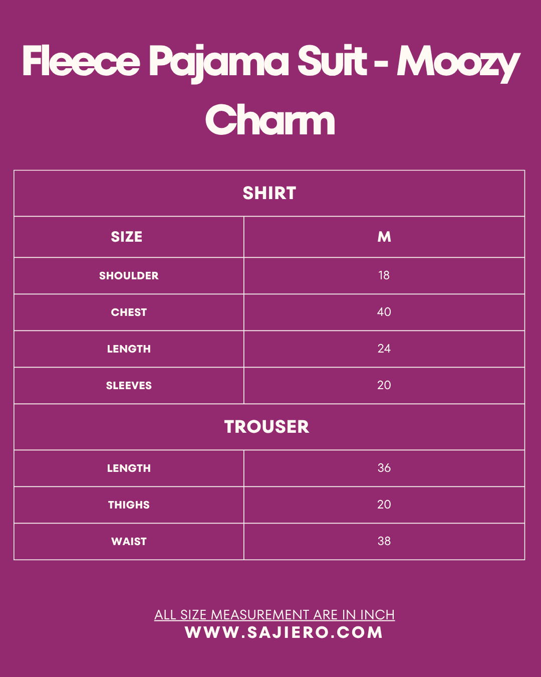 Fleece Pajama Suit - Moozy Charm