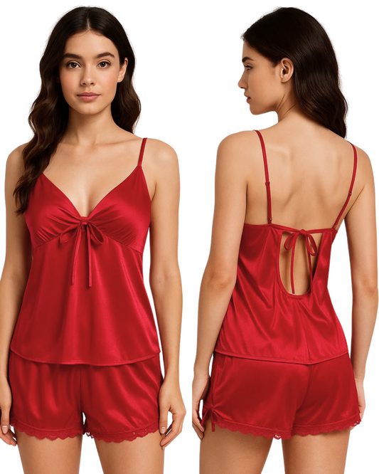 2 Piece Inner Top and Short Silk Cami Set