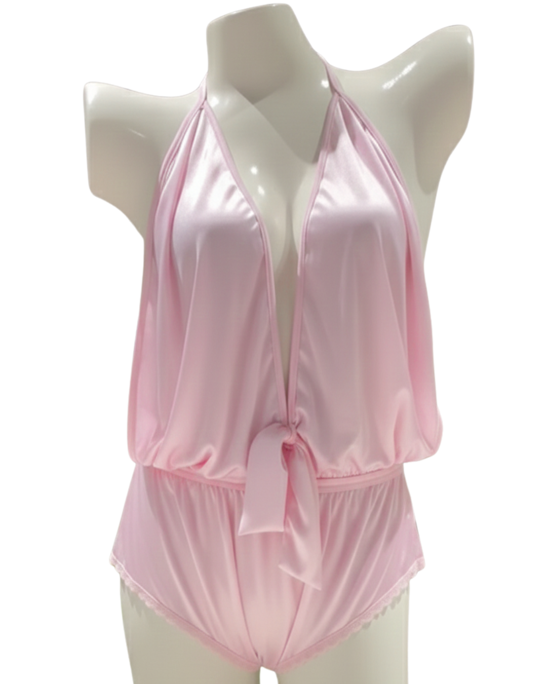 Deep V-Neck Sexy Silk Bodysuit