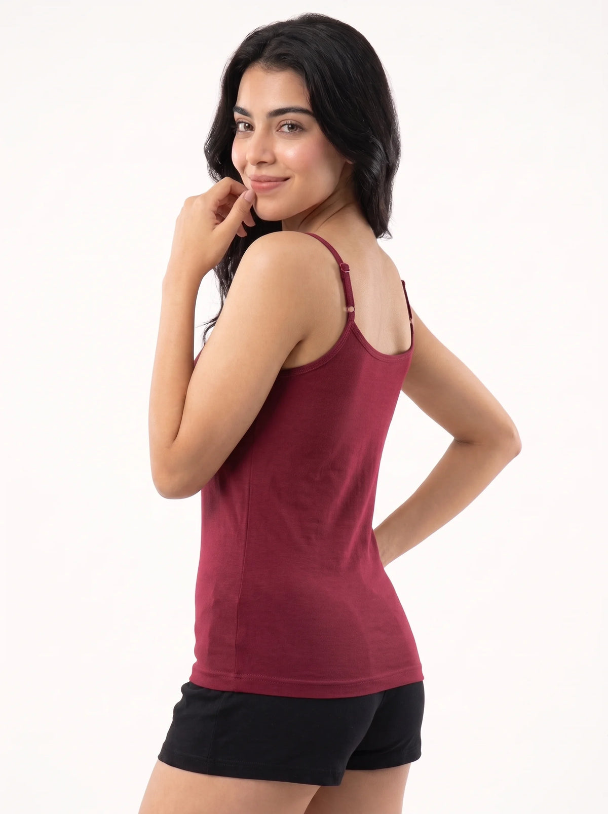 Soft Cotton Basic Camisole - Velina - Maroon