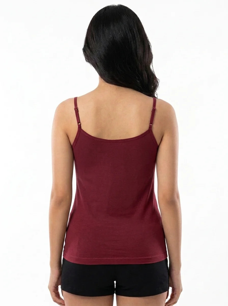 Soft Cotton Basic Camisole - Velina - Maroon