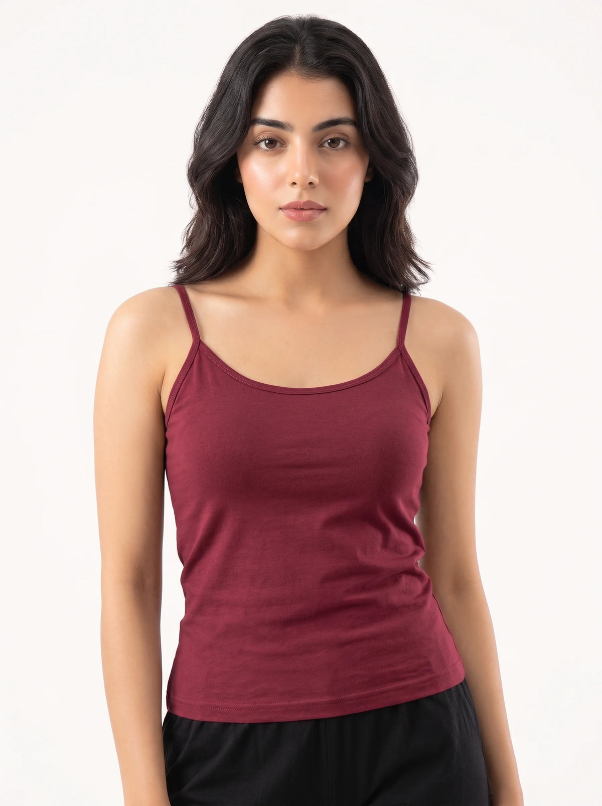 Soft Cotton Basic Camisole - Velina - Maroon