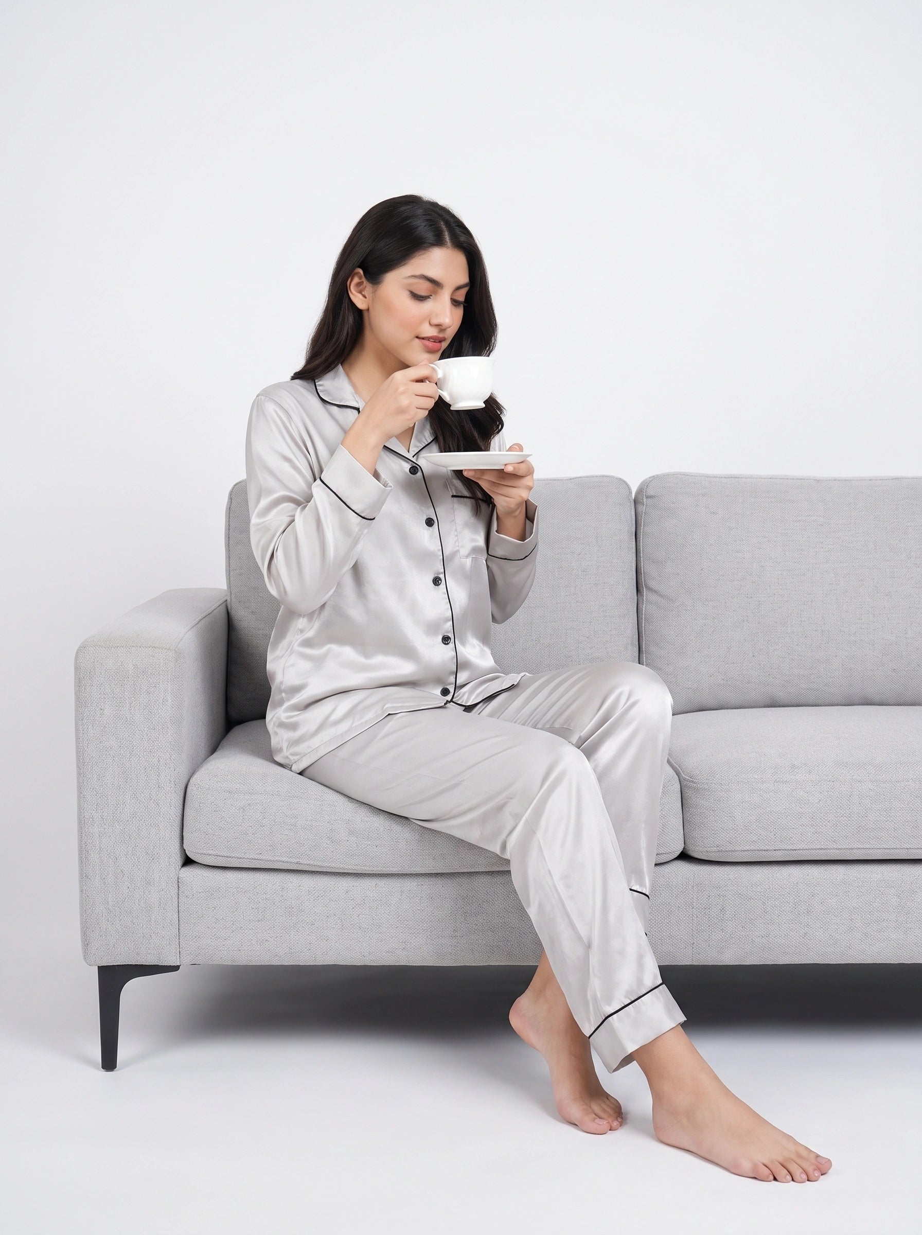 Velvet Silk PJ Set - Ivory