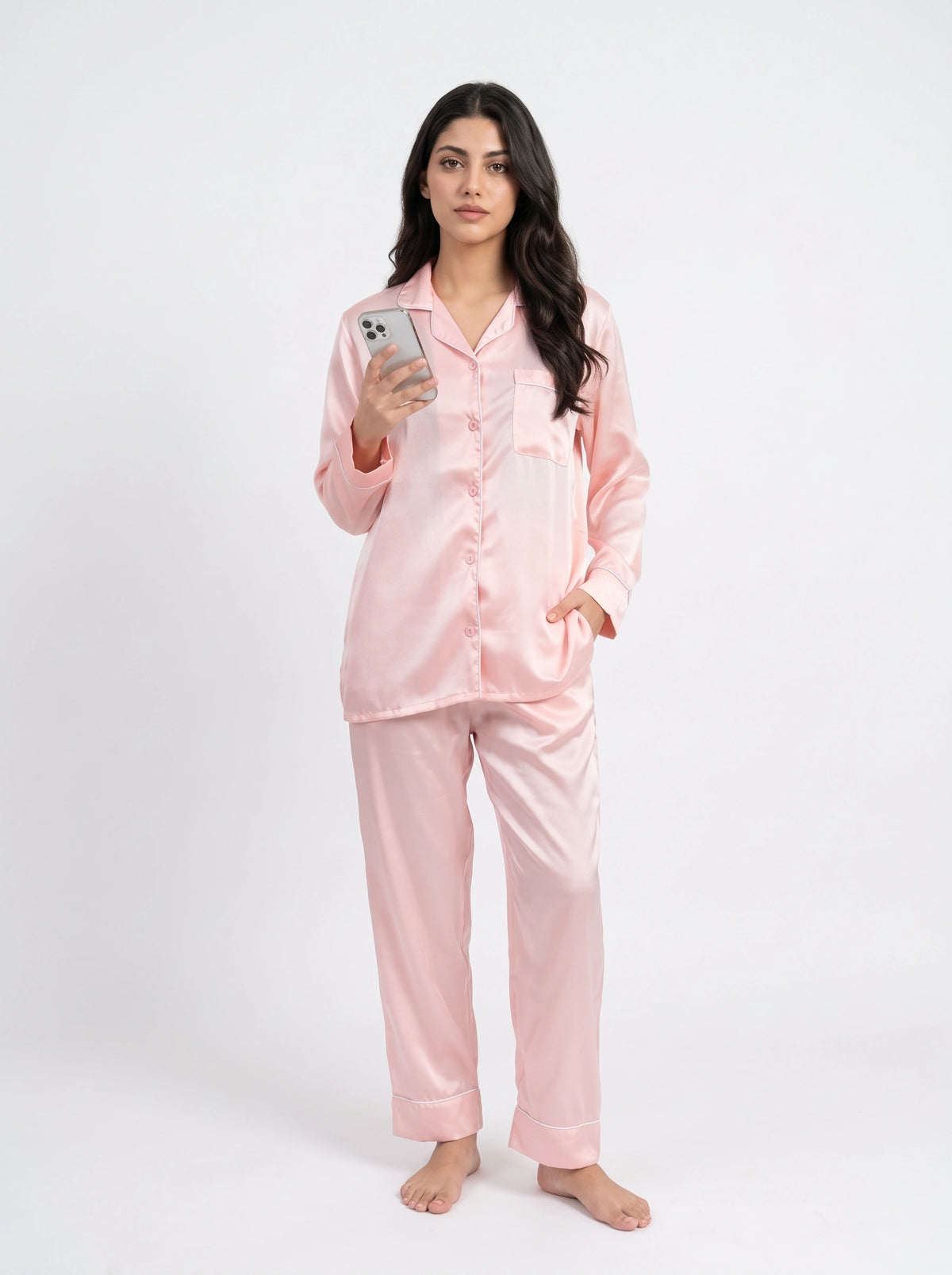Velvet Silk PJ Set - Baby Pink
