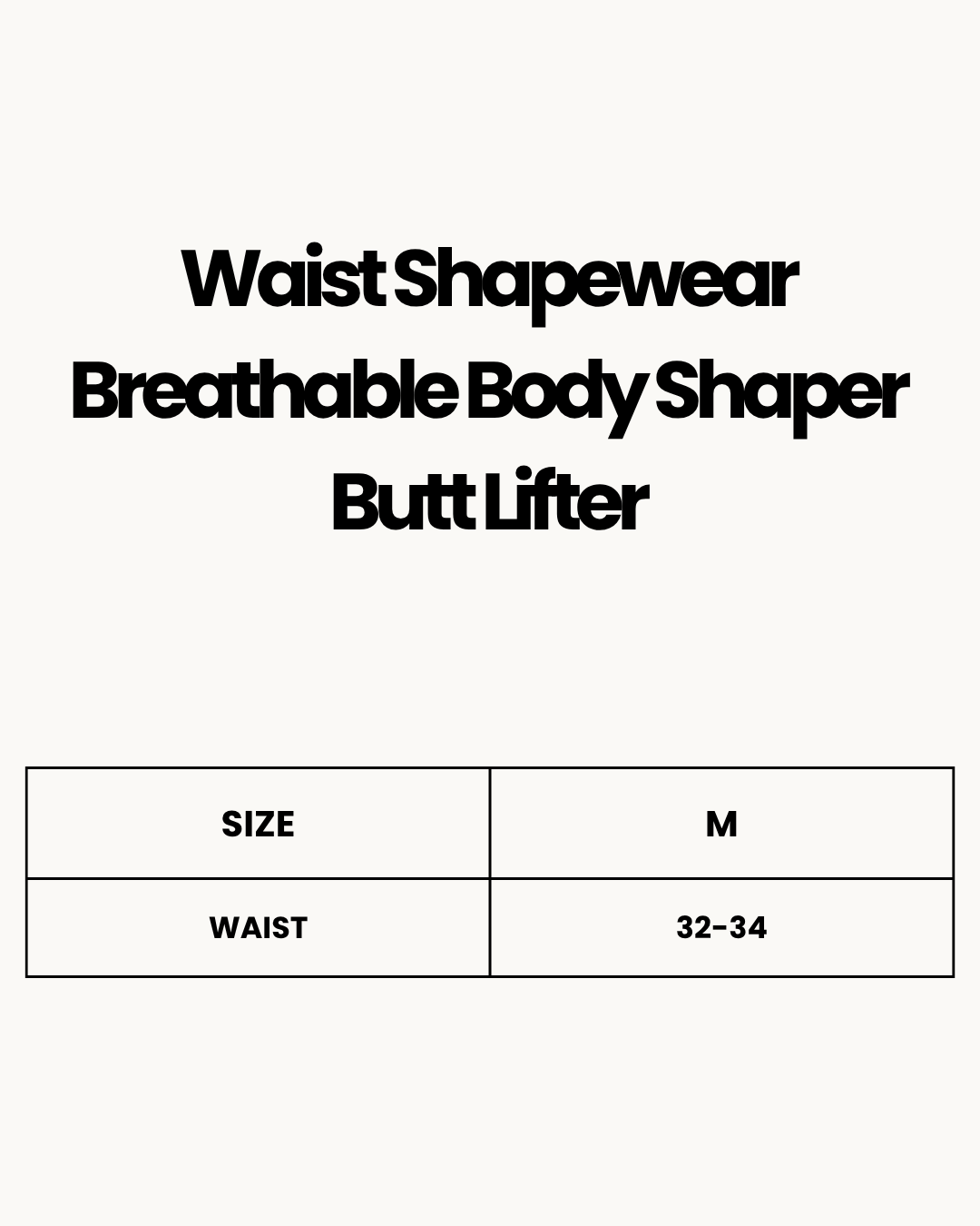 Size Chart for Waist Shapewear Breathable Body Shaper Butt Lifter