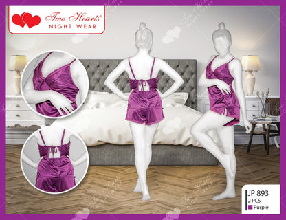 Sajiero 2 Piece Inner Top and Short Silk Cami Set sexy undergarments for women and ladies price in pakistan